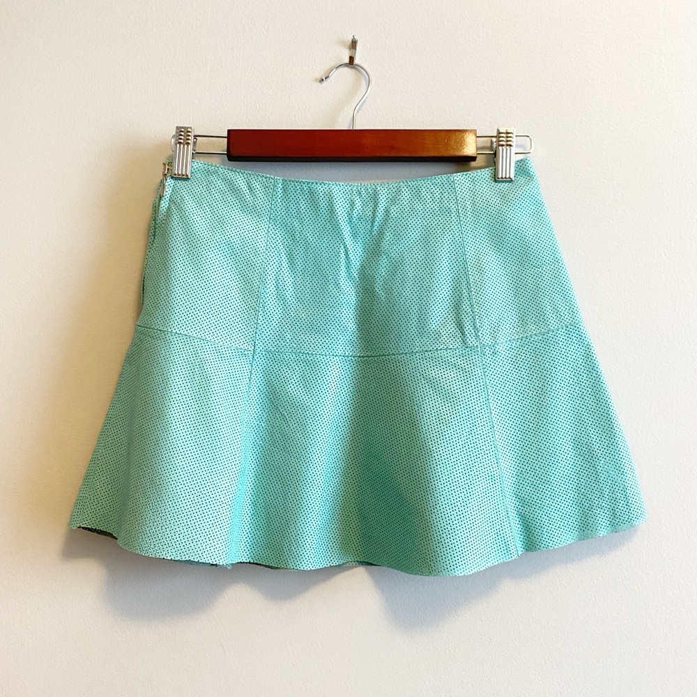 END OF SUMMER SALE!! Vintage Wilson’s Leather Aqua Mini Skirt